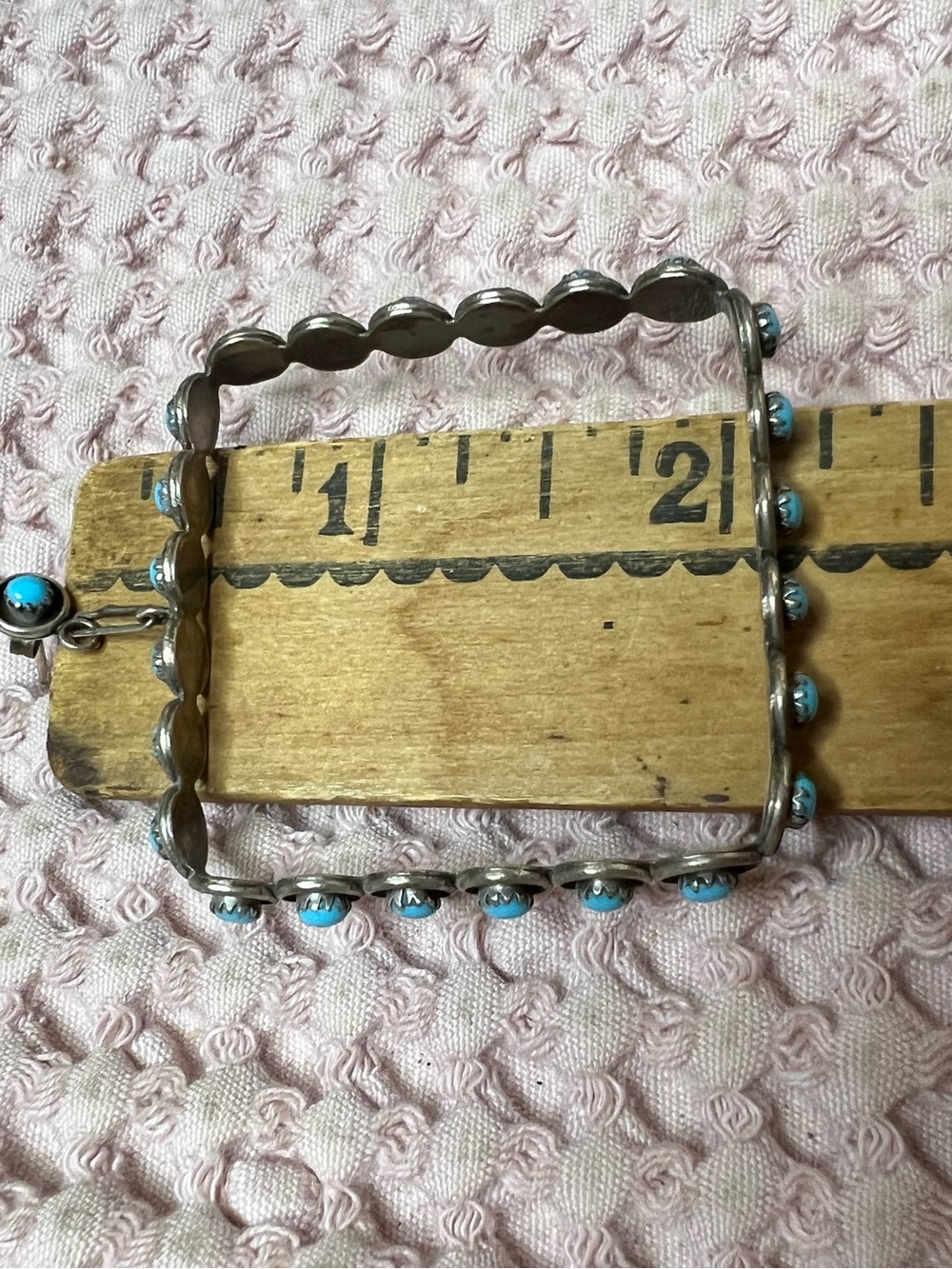 Vtg Zuni Turquoise Sterling Silver Snake Eye Square Hoop Dangle Earrings 925 - Picture 8 of 12